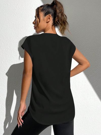 SHEIN Daily&Casual Solid Color Batwing Sleeve Sports T-Shirt