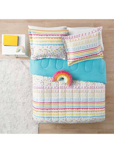 Contemporary Rainbow 3 Piece Bedding Sets, Twin