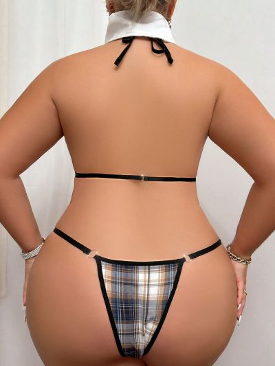 Women's Plus Size Plaid Sexy Cosplay Costume