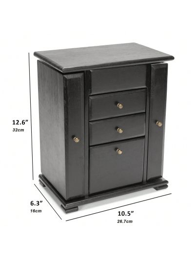 Jewelry Box for Women, Rustic Wooden Jewelry Boxes & Organizers with Mirror, 4 Layer Jewelry Organizer Box Display for Rings Earrings Necklaces Bracelets