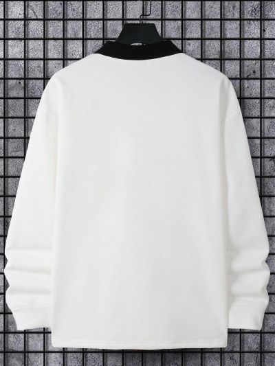 Manfinity Hypemode Men's Polo Shirt With Letter Design Collar Patchwork