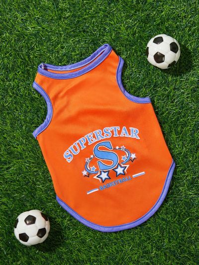 PETSIN Pet Basketball Themed Sleeveless Sports Jersey, With Letter Print, Suitable For Both Cats And Dogs