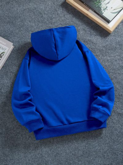 SHEIN Tween Boys' Casual Printed Hoodie With Portrait And Slogan, Long Sleeve, Suitable For Autumn And Winter