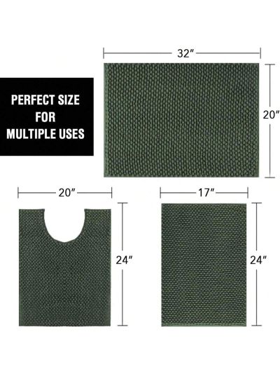 H.VERSAILTEX 3 Pieces Bathroom Rugs Sets Non Slip Extra Absorbent Bath Mat Set for Bathroom with Toilet Rugs for Tub, Shower Washable Carpets Set