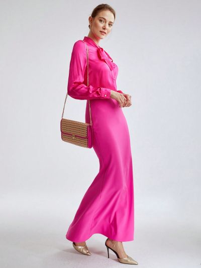 MOTF PREMIUM METALLIC DECOR FLAP CLUTCH BAG FOR WOMEN