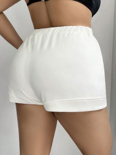 SHEIN SXY Plus Size Solid Color Shorts With Diagonal Pockets