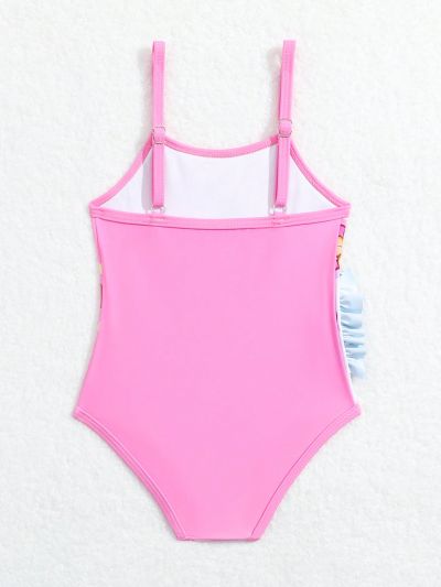 Baby Girl One-Piece Swimsuit With Frill Detail And Printed Design