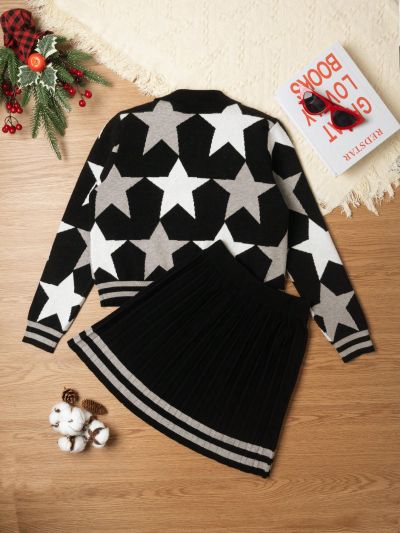 Trendy Star Jacquard Teen Girl'S Suit