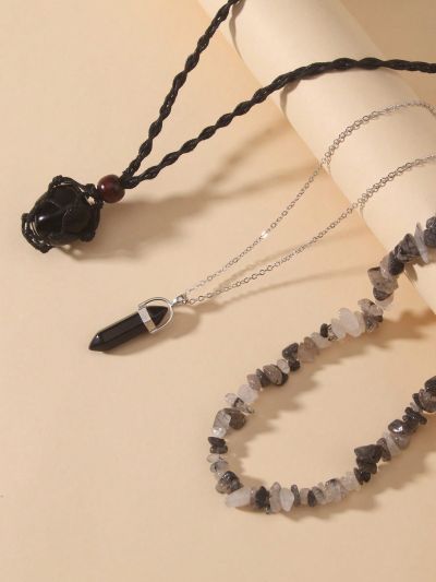 Fairycore 3pcs Fashion Iron Alloy Geometric Charm Necklace For Women For Daily Decoration