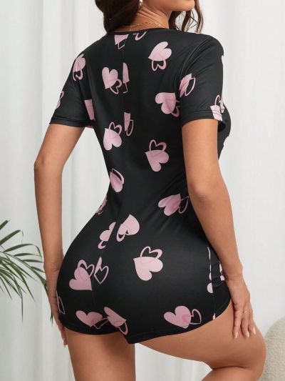 Women's Heart Printed Shorts Pajamas
