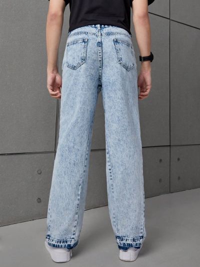 SHEIN Teen Boy's Washed Casual Fashionable Jeans