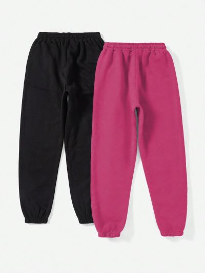 2pcs Drawstring Waist Slant Pocket Cargo Shorts