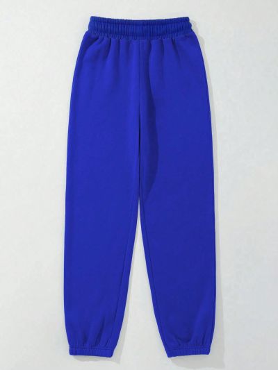 SHEIN LUNE Women's Plus Size Solid Color Fleece Lined Sweatpants