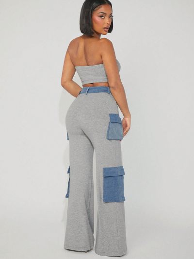 MONACO Colorblock Tube Top & Cargo Pants Set