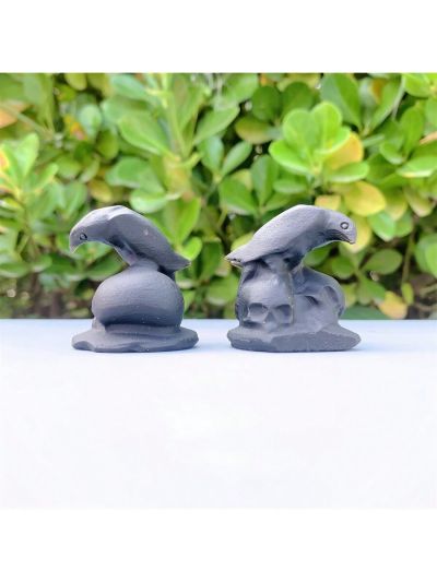1pc Natural Obsidian Carved Raven Skull Ornament For Halloween Decoration(random Pattern)