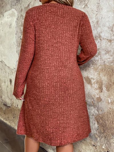 SHEIN LUNE Plus Size Solid Color Ribbed Knit Dress
