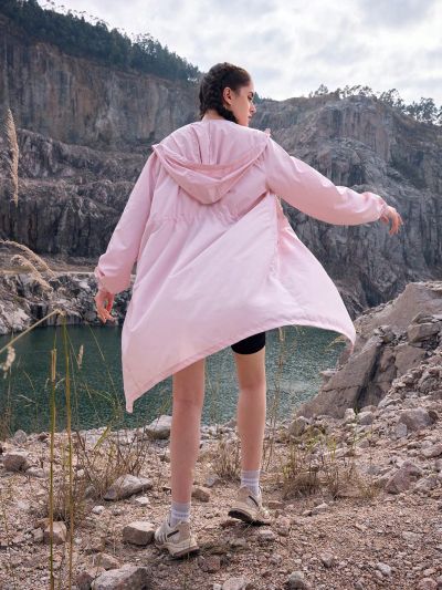 In My Nature Women's Letter Print Drawstring Waist Hooded Sun Protection Jacket