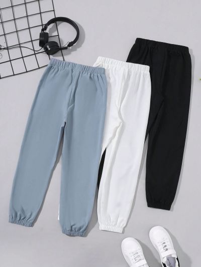 SHEIN Male And Adolescent Three-Piece Casual Loose Trousers With English Woven Label