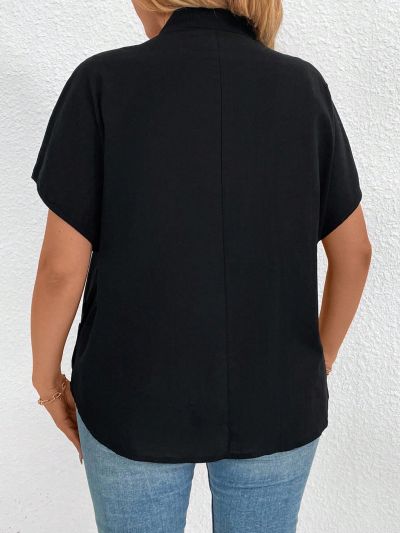 Plus Size Solid Color Notched Collar Casual Shirt
