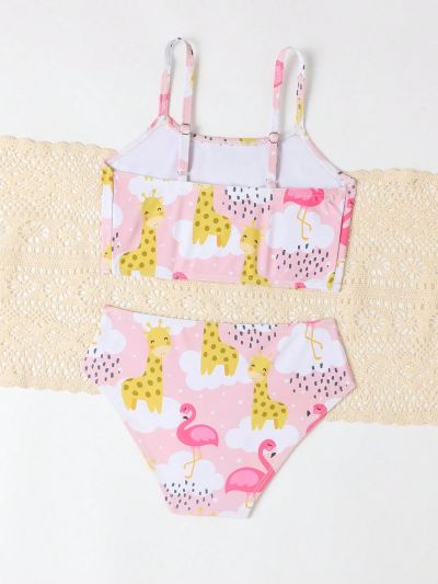 Little Girl's Cute Animal Print Swimwear Set