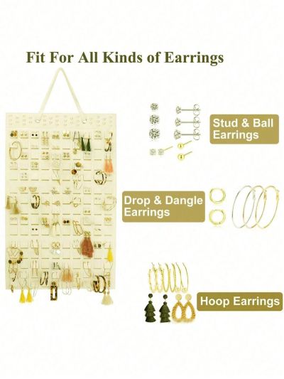 1pc Felt Hanging Bag Earring Storage Hanging Bag Wall Hanging Jewelry Earrings Necklace Ring Storage, Holds Up To 300 Pairs, Compact Design, Soft Material, Earring Hanger Earring Display Hanging Organizer For Women Girls