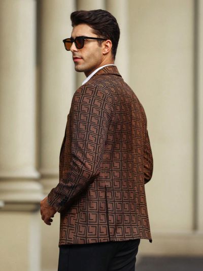 Men's Slim Fit All Over Print Suit Jacket