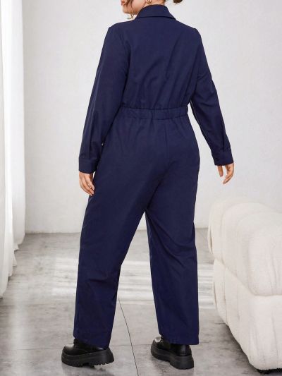 SHEIN Essnce Women's Plus Size Shirt Jumpsuit