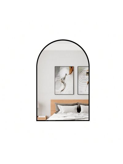 Arch suspension mirror, Bedroom Mirror Wall-Mounted Mirror Dressing Mirror with Black Aluminum Alloy Frame, 36" x 24"