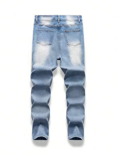 Teen Boy's New Versatile Ripped Washed Denim Pencil Pants