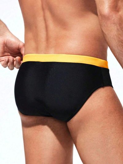 Men'S Plus Size Color Block Drawstring Waist Swim Shorts