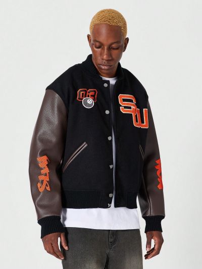 SUMWON BADGED WOOL VARSITY JACKET