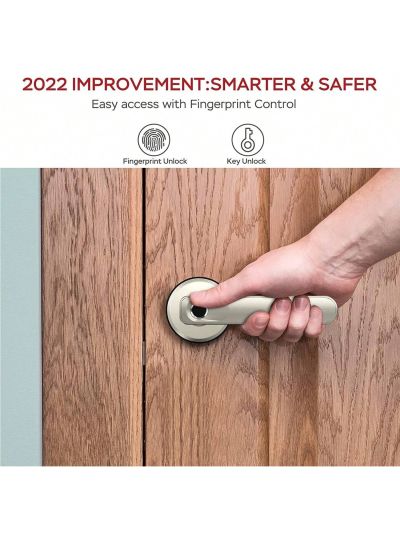 Fingerprint Door Lock, Geek Smart Keyless Entry Door Lock with Biometric Fingerprint, Mechanical Key Security with Auto Lock, Smart Door Locks with Handle for Homes, Apartments, Office