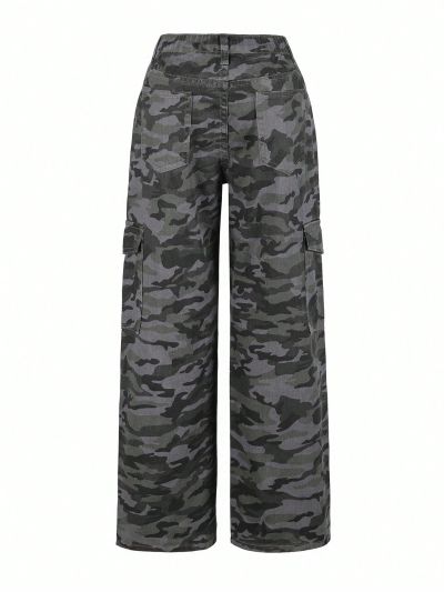 Teen Girl Camouflage Utility Multi-Pocket Jeans