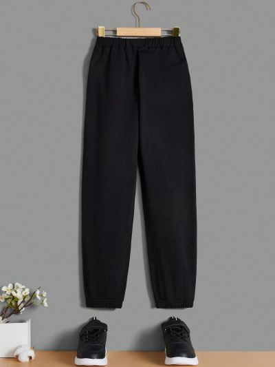 SHEIN Tween Boys' Casual & Comfortable & Wide Leg Solid Color Sweatpants
