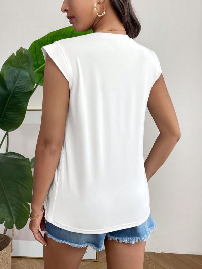 SHEIN Maternity Solid Color Round Neck T-Shirt