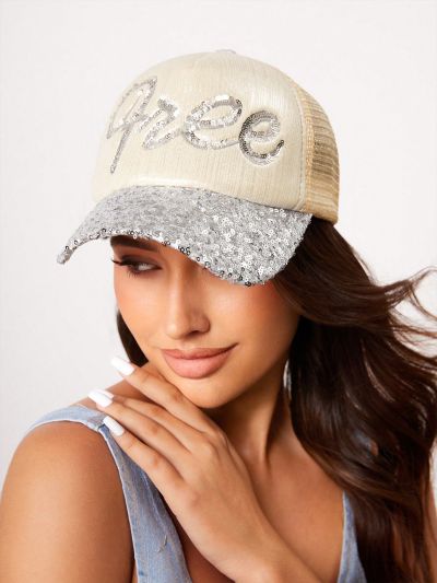 SHEIN SXY Letter Graphic Sequin Decor Baseball Cap