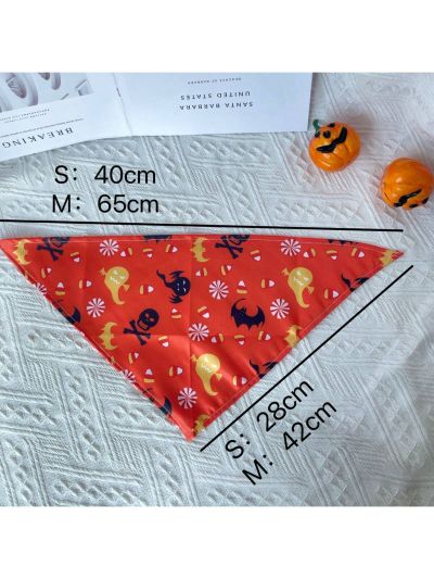Halloween Pumpkin Bat Pattern Pet Bandana Triangle Bibs For Dogs And Cats
