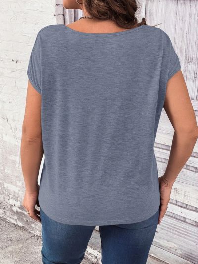 SHEIN LUNE Plus Size Women's Love Heart Printed Round Neck T-Shirt