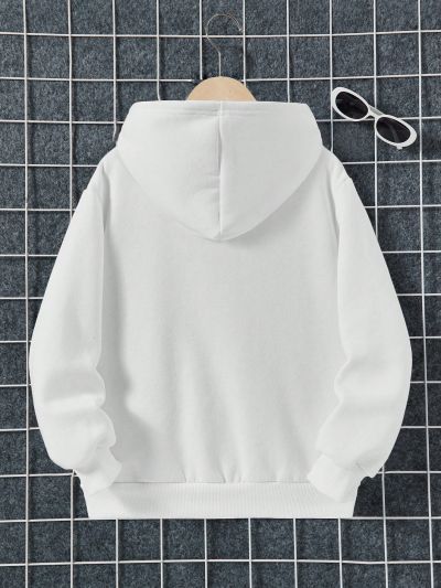 SHEIN Tween Boy Casual Long Sleeve Hoodie With Slogan Print, Suitable For Autumn And Winter