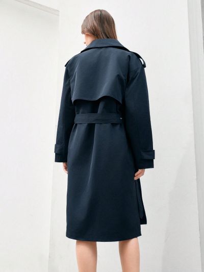 Anewsta Ladies Lapel Snap-button Windbreaker Jacket