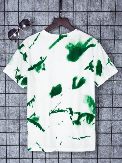 SHEIN Kids SPRTY 1pc Tie-Dye Letter Printed Round Neck Short Sleeve T-Shirt For Tween Boys, Summer