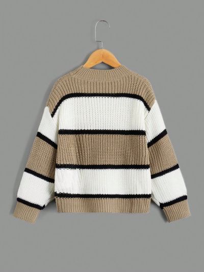 Teenage Girls' Contrast Stripe Casual Sweater