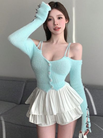 DAZY Women's Bow Off Shoulder Cardigan