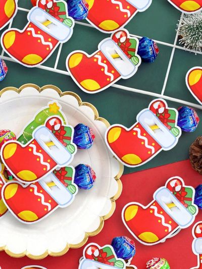 100pcs Christmas Stocking & Candy Cane Decorative Cards