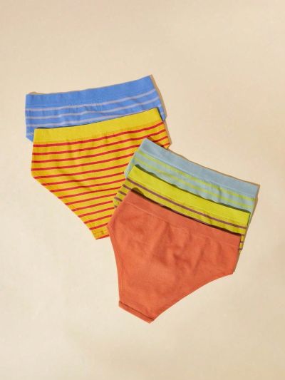 5pcs/set Women's Striped Color-contrast Triangle Panties