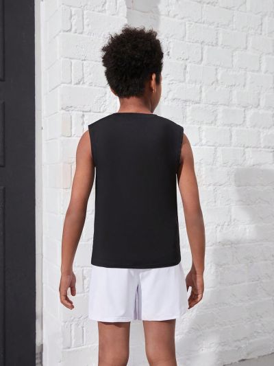 Tween Boy's Black Gorilla Print Short Sleeve T-Shirt With Stretch Fabric For Comfortable Exercise, Running, Or Cycling