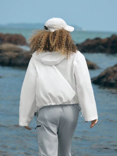 In My Nature Women's Drawstring Hooded Outdoor Raincoat Jacket