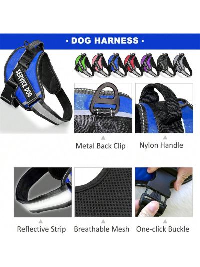 BB Brotrade Dog Vest,9 Dog Patches No Pull Dog Harness and Leash Set with Handle,Easy On and Off Pet Vest Harness with Night Safe Reflective Straps for Small Medium Large Breed Dogs
