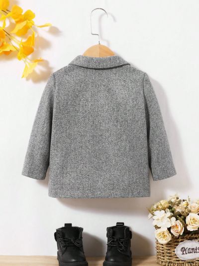 SHEIN Baby Girl Double Breasted Lapel Neck Overcoat Without Sweater