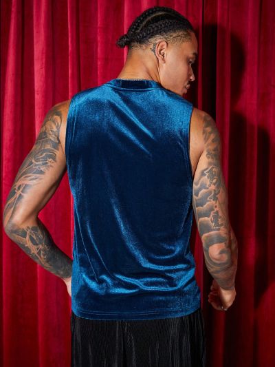 Manfinity AFTRDRK Men's Knitted Casual Stand Collar Velvet Vest Shirt